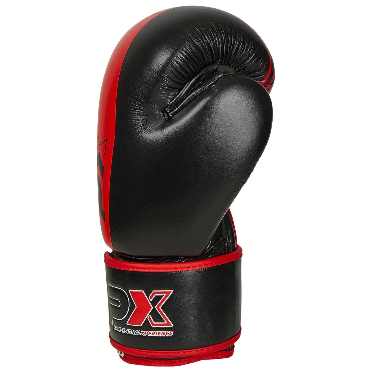 PX Boxhandschuhe schwarz-rot - Echtleder - mit Mesh, Klettverschluss - 8 bis 16 oz
