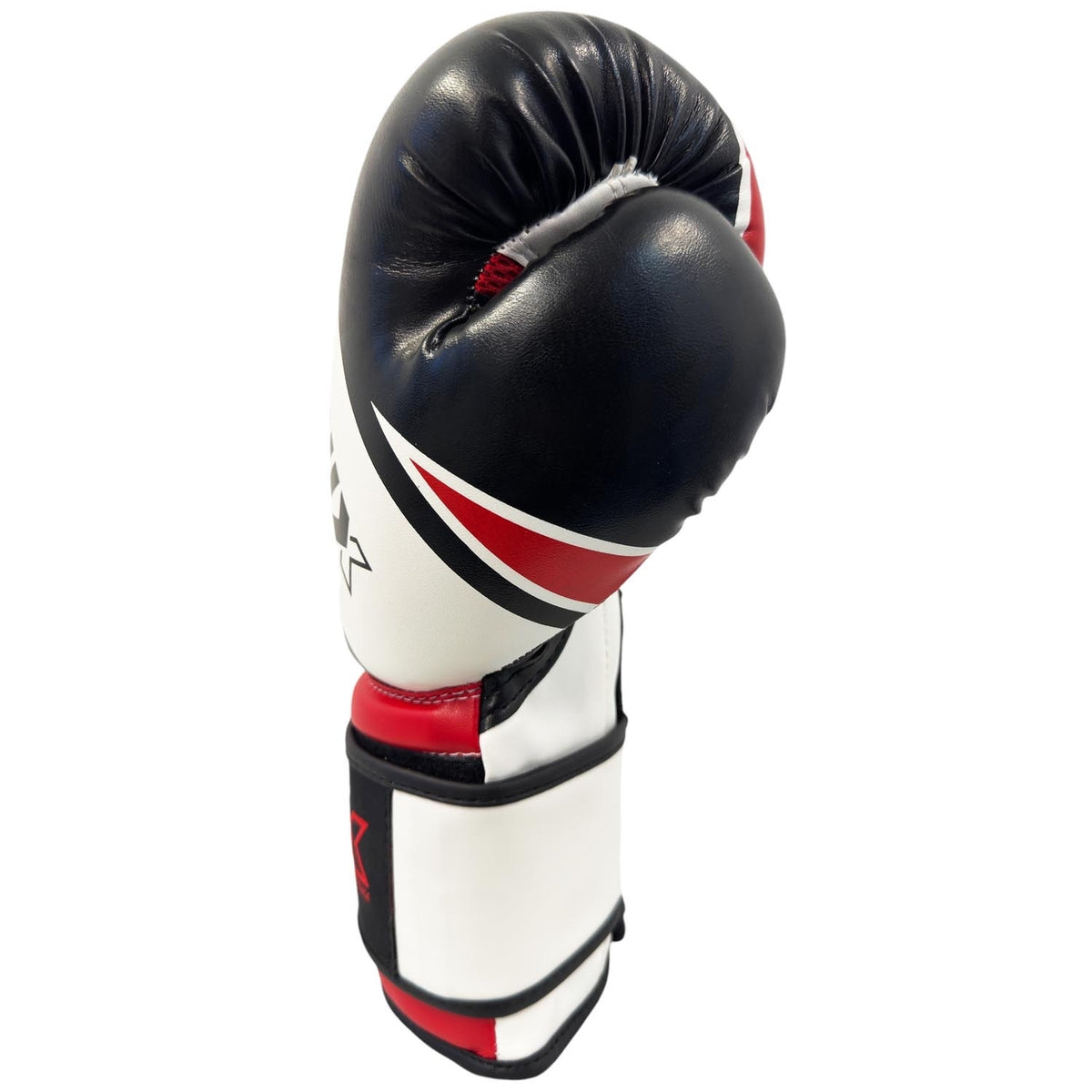 Boxhandschuhe BASIC weiß-schwarz-rot - Kunstleder - 8 bis 16 oz