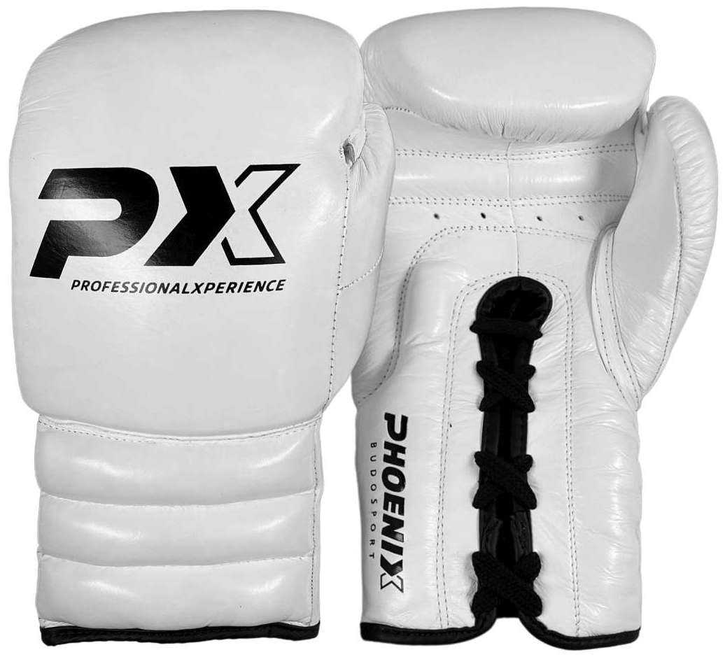 Boxhandschuhe Wettkampf weiß - Echtleder - 10 bis 16 oz