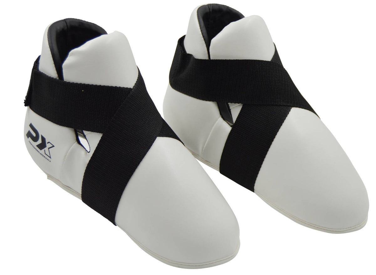 Fußschutz weiß Kunstleder mit Klettverschluss - Karate, Taekwondo
