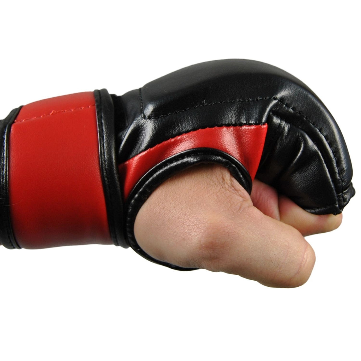 MMA Handschutz PU Faustschützer schwarz-rot - aus Kunstleder - Ju Jutsu Faustschützer