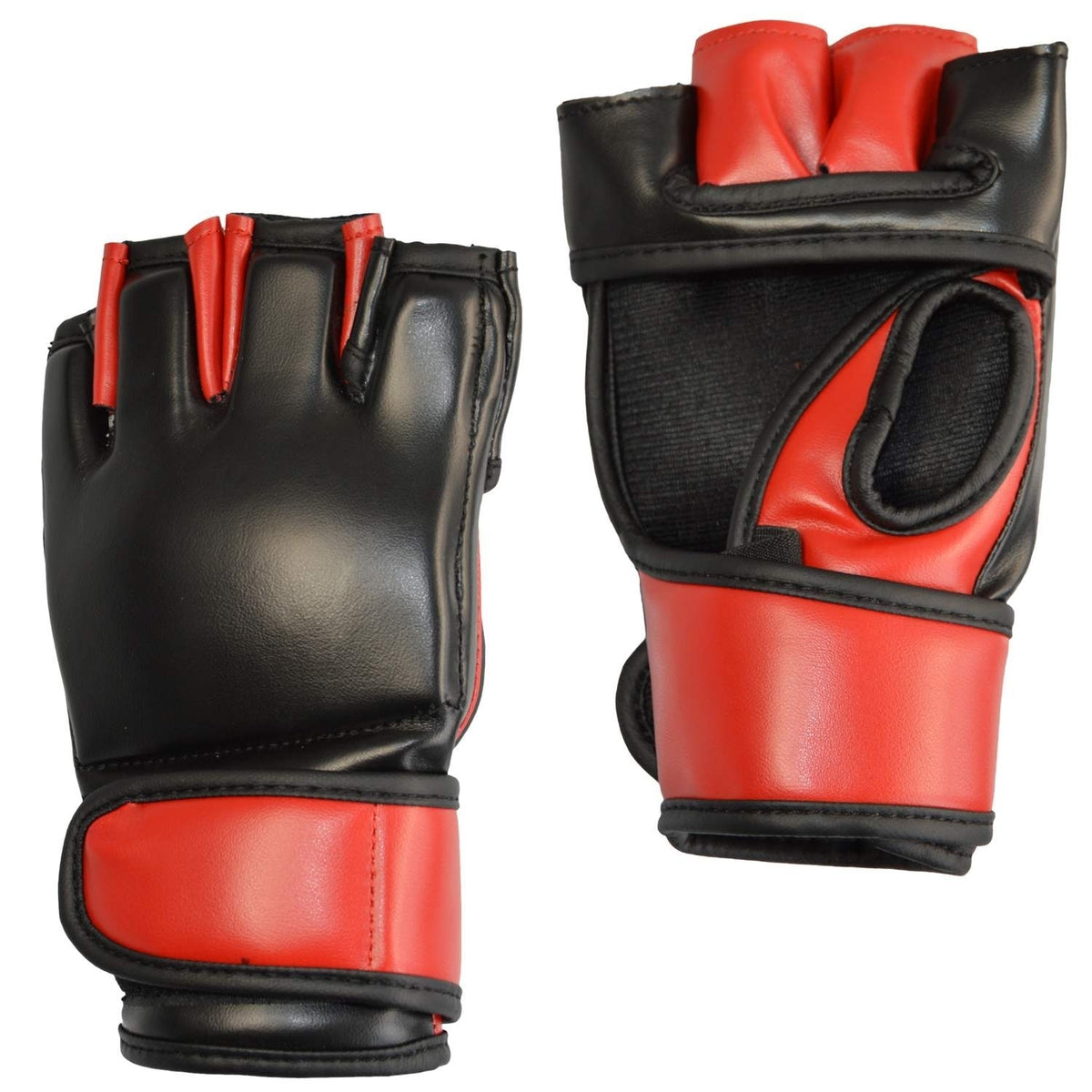 MMA Handschutz PU Faustschützer schwarz-rot - aus Kunstleder - Ju Jutsu Faustschützer