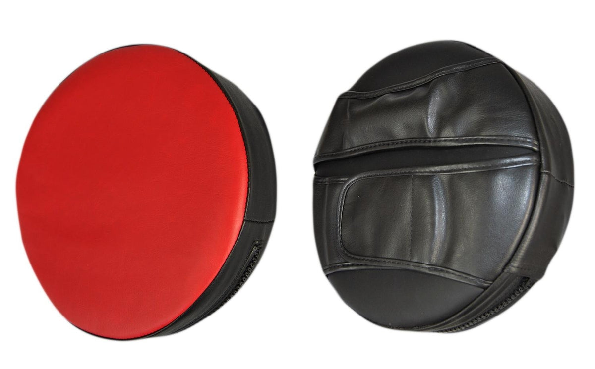 Handpratze Rund 25 cm - einstellbare Griffe - Kunstleder rot-schwarz