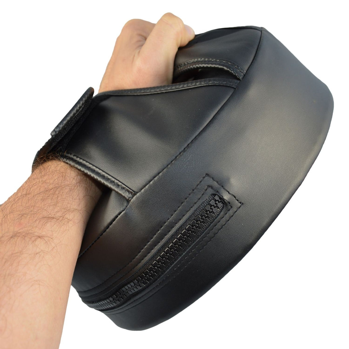 Handpratze Rund 25 cm - einstellbare Griffe - Kunstleder rot-schwarz