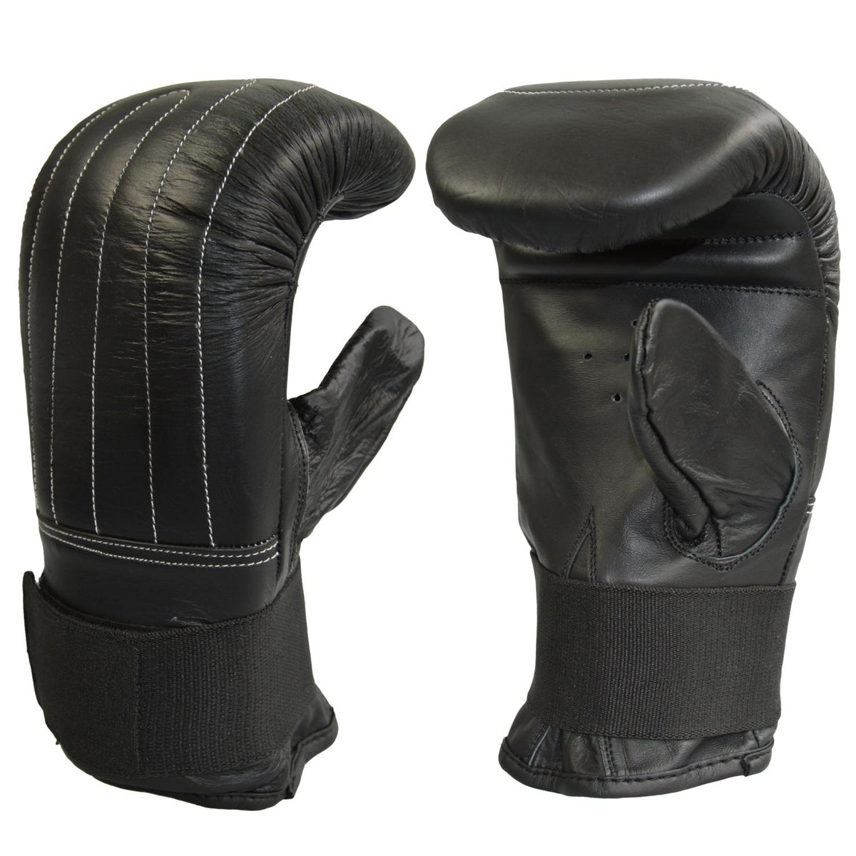 Sandsackhandschuhe schwarz - umlaufender Klettverschluss - Leder
