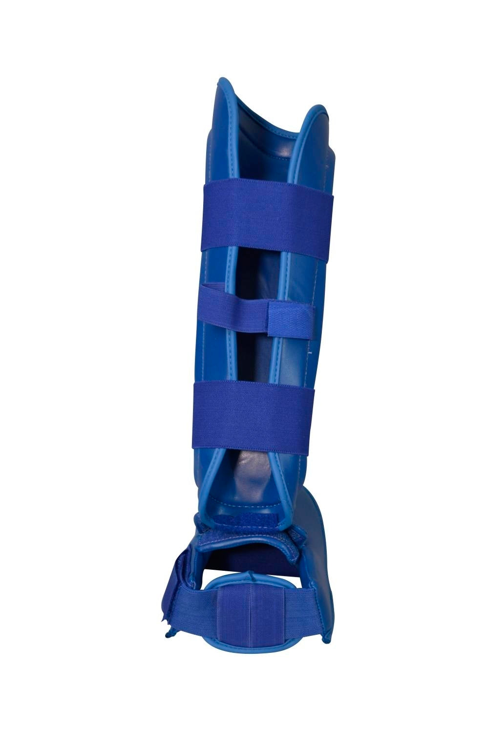 Karate Kumite Schienbein-Spannschutz blau ergonomische Passform – mit Klettverschluss