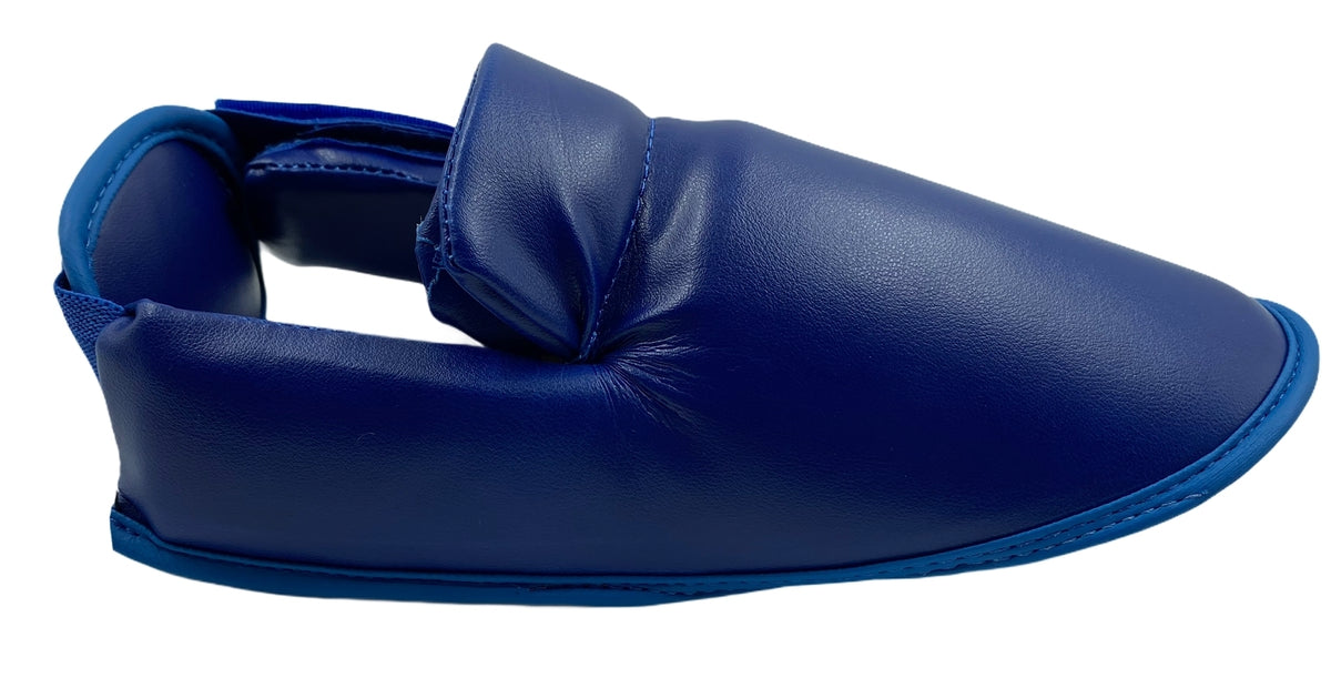 Karate Kumite Schienbein-Spannschutz blau ergonomische Passform – mit Klettverschluss
