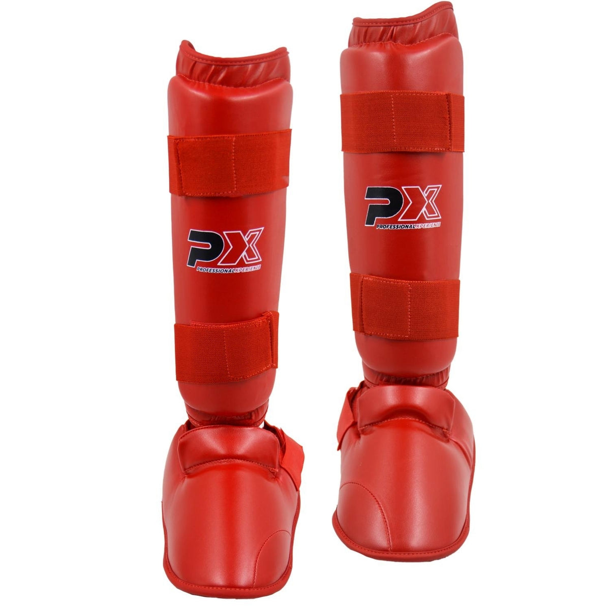 Karate Kumite Schienbein-Spannschutz blau ergonomische Passform – mit Klettverschluss