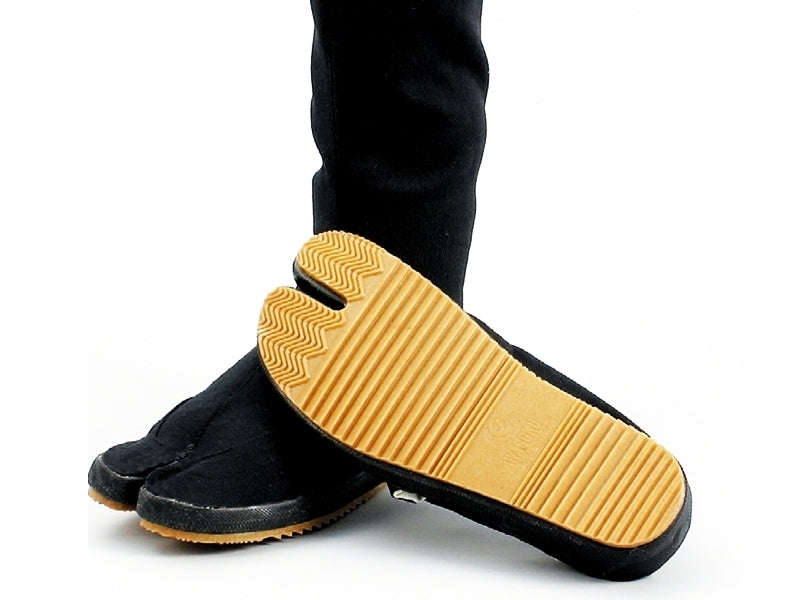Outdoor Tabi Schuhe schwarz - Segeltuch - mit profilierter Gummisohle