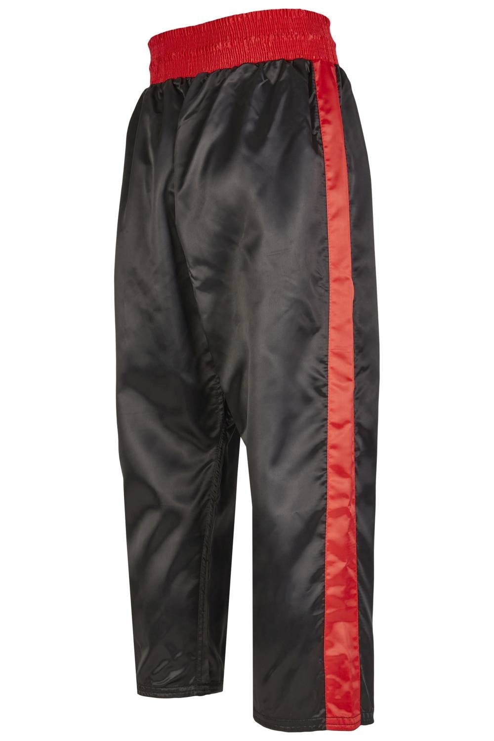 Kickboxhose lang schwarz - Satin - mit Gummibund
