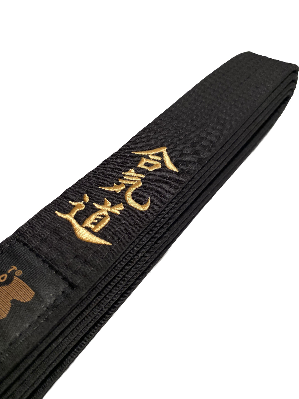 Aikidogürtel schwarz - Bestickt - Aikido - Schriftzeichen Bestickung gold - Schwarzgurt Kanji japanisch