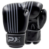 PX Boxhandschuhe schwarz-grau - Echtleder - Klettverschluss - 8 bis 16 oz
