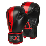 PX Boxhandschuhe schwarz-rot - Echtleder - mit Mesh, Klettverschluss - 8 bis 16 oz
