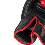 PX Boxhandschuhe schwarz-rot - Echtleder - mit Mesh, Klettverschluss - 8 bis 16 oz