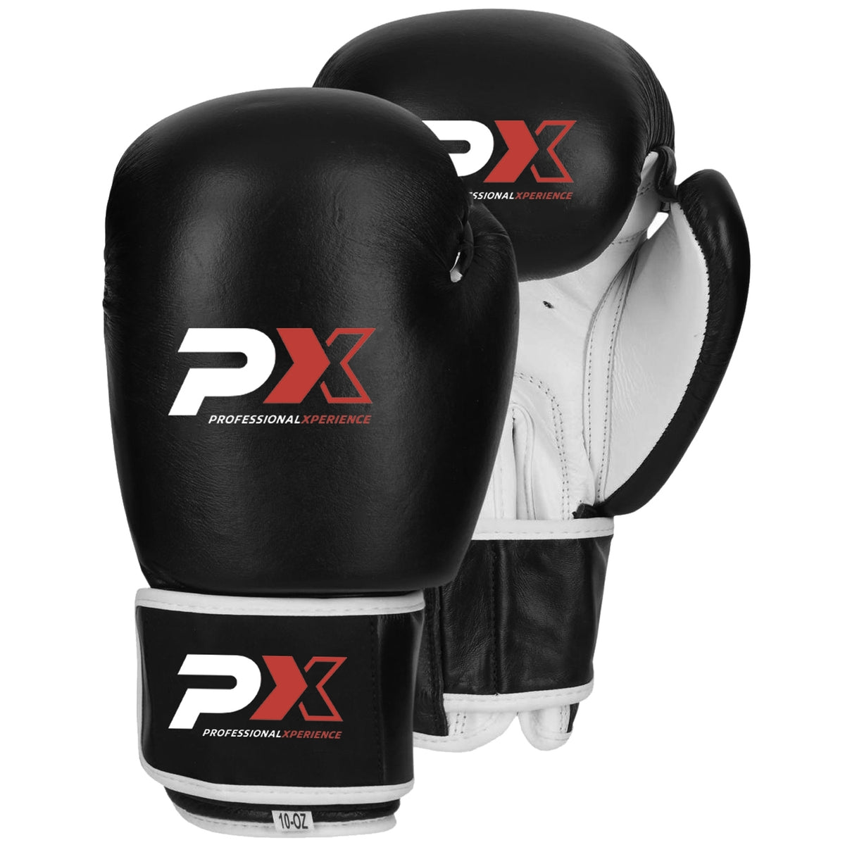 Boxhandschuhe PROFI schwarz-weiß - Echtleder - mit Klettverschluss - 8 bis 16 oz