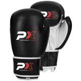Boxhandschuhe PROFI schwarz-weiß - Echtleder - mit Klettverschluss - 8 bis 16 oz