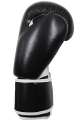 Boxhandschuhe PROFI schwarz-weiß - Echtleder - mit Klettverschluss - 8 bis 16 oz