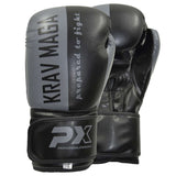 Boxhandschuhe Krav Maga schwarz-grau - Kunstleder - 8 bis 16 oz