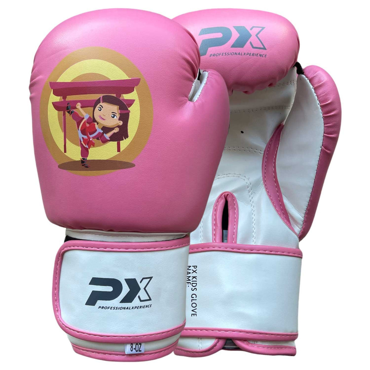 Kinder Boxhandschuhe Kids Glove Girls pink-weiß - Kunstleder mit Klettverschluss - 2 bis 8 oz