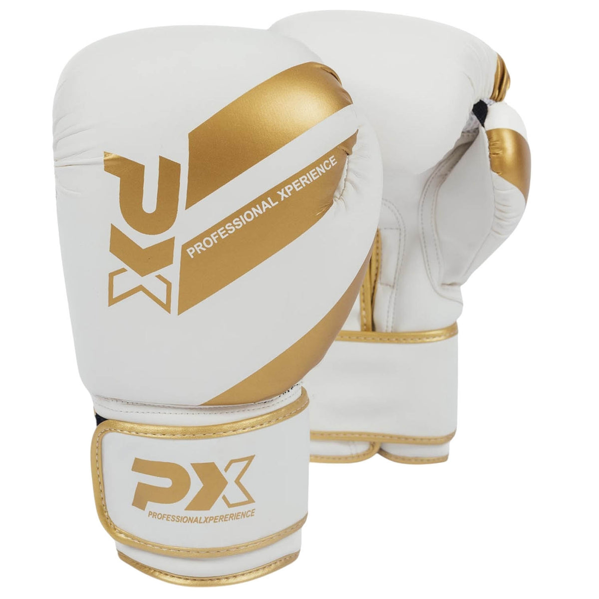 Boxhandschuhe BASIC weiß-gold - Kunstleder - 8 bis 16 oz