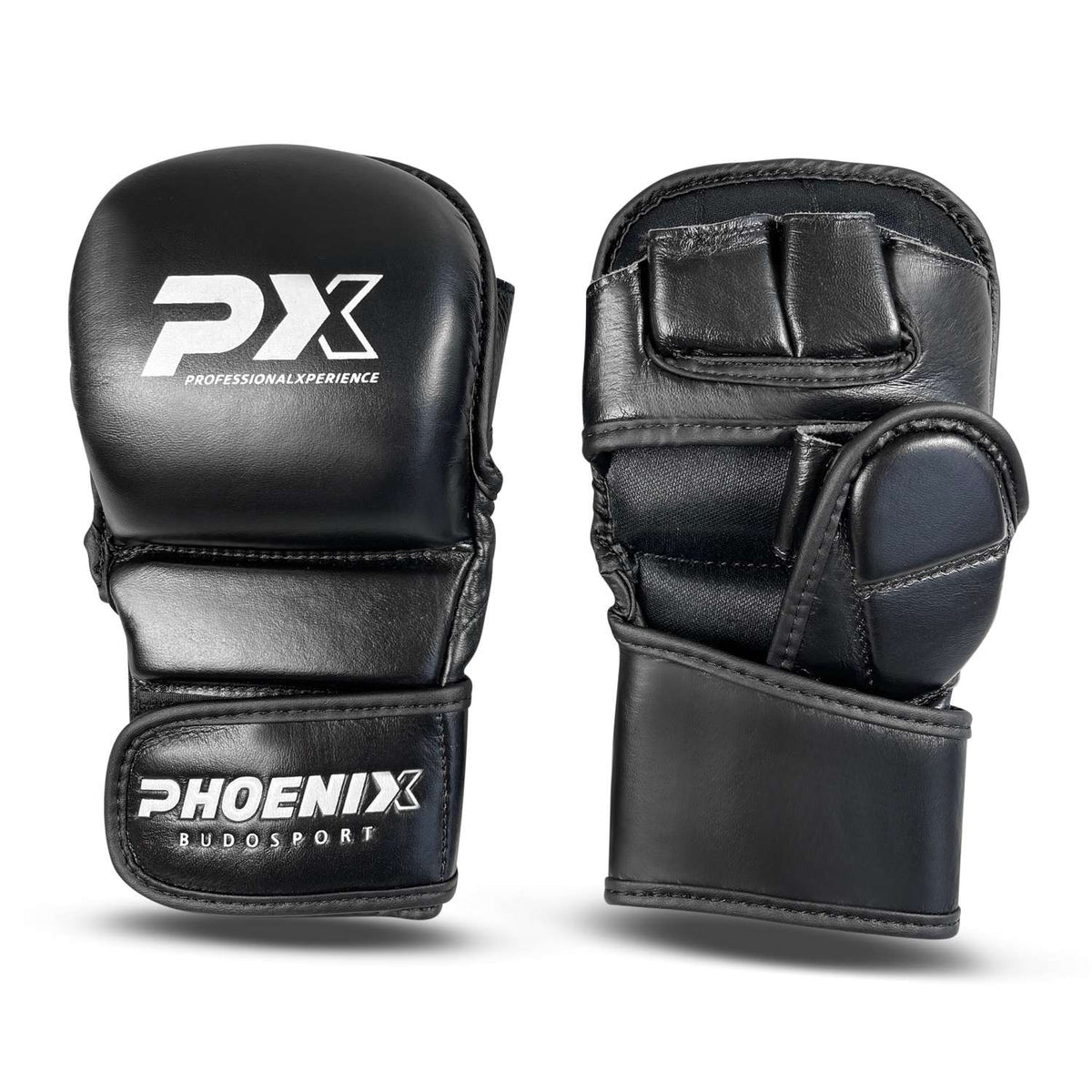 MMA Faustschützer schwarz - aus Echtleder - Ju Jutsu Handschutz offene Finger