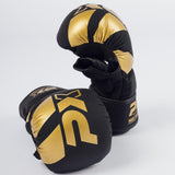 MMA Faustschützer schwarz-gold - aus Kunstleder - Ju Jutsu Handschutz