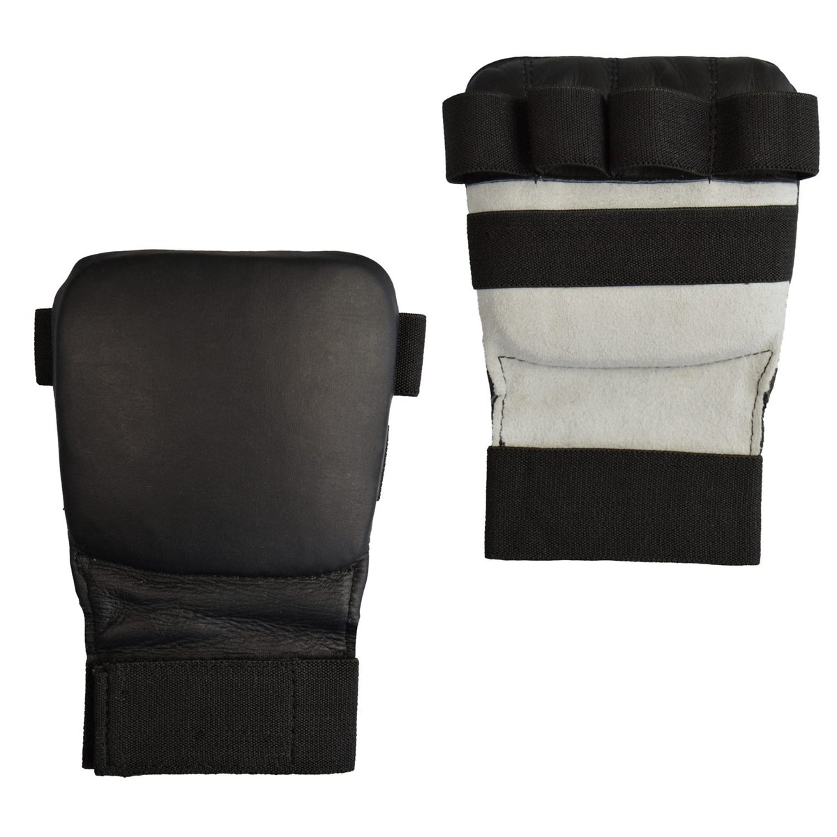 Faustschützer flach Hand-Mitt schwarz - aus Echtleder - Karate, Ju Jutsu, Wing Tsun