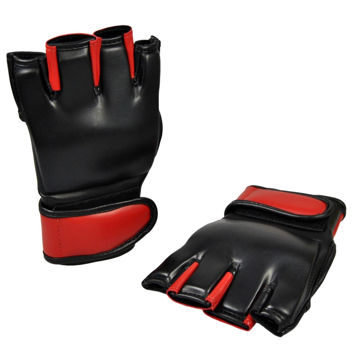 MMA Handschutz PU Faustschützer schwarz-rot - aus Kunstleder - Ju Jutsu Faustschützer