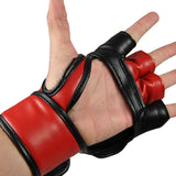 MMA Handschutz PU Faustschützer schwarz-rot - aus Kunstleder - Ju Jutsu Faustschützer