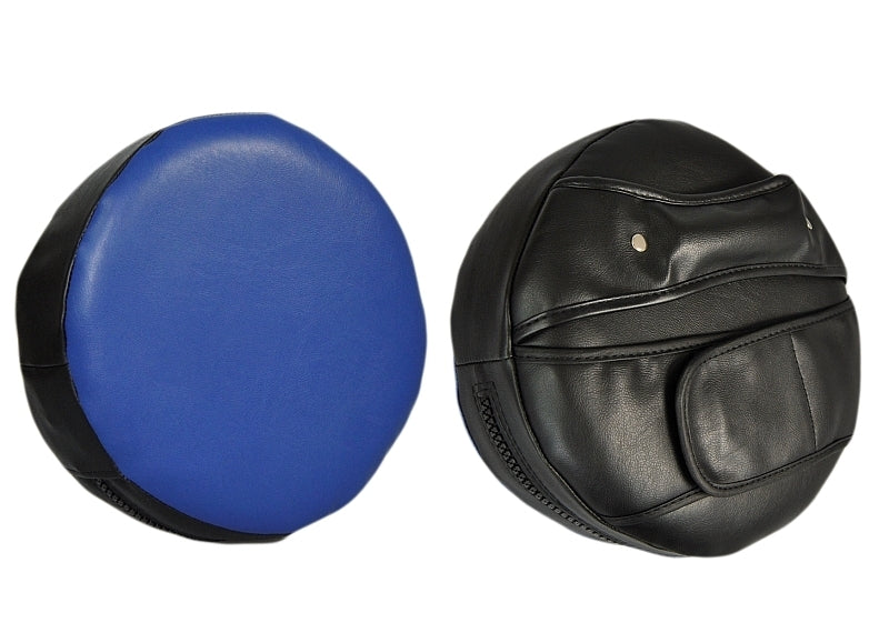 Handpratze extra weich, rund 25 cm blau - aus Kunstleder - einstellbare Griffe