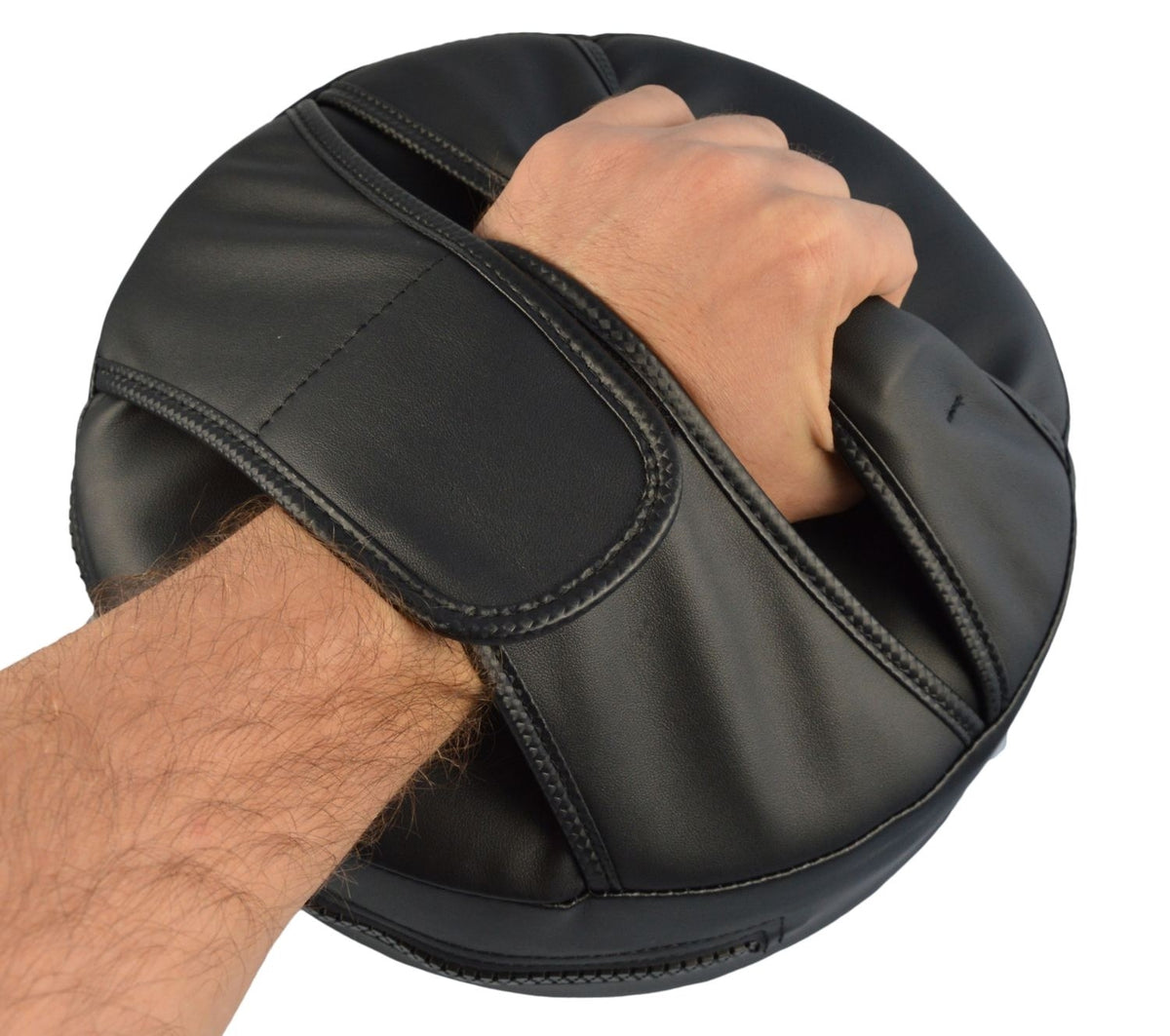 Handpratze Rund 25 cm - einstellbare Griffe - Kunstleder rot-schwarz