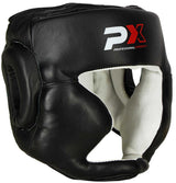 Kopfschutz Echtleder schwarz ergonomische Passform – mit Klettverschluss