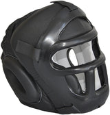 Kopfschützer mit Gitter schwarz - Leder