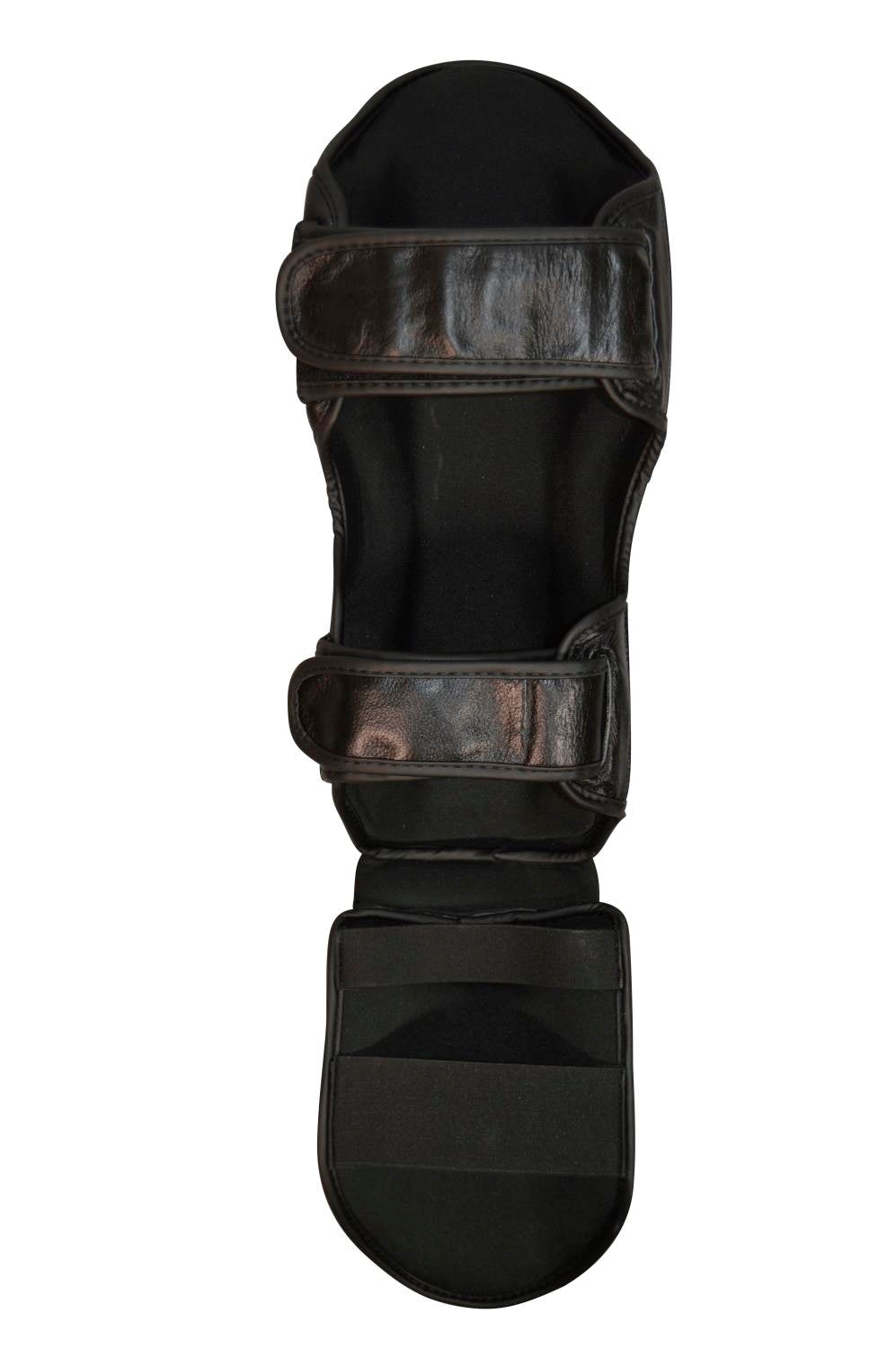 Schienbein-Spannschoner FIGHT Muay Thai schwarz-weiß - Leder