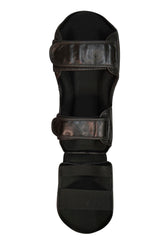 Schienbein-Spannschoner FIGHT Muay Thai schwarz-weiß - Leder