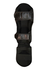 Schienbein-Spannschoner FIGHT Muay Thai schwarz-weiß - Leder