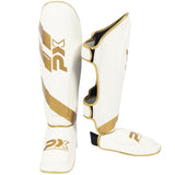 PX Schienbein-Spannschutz FIGHT PRO Kunstleder, weiß ergonomische Passform – geeignet für