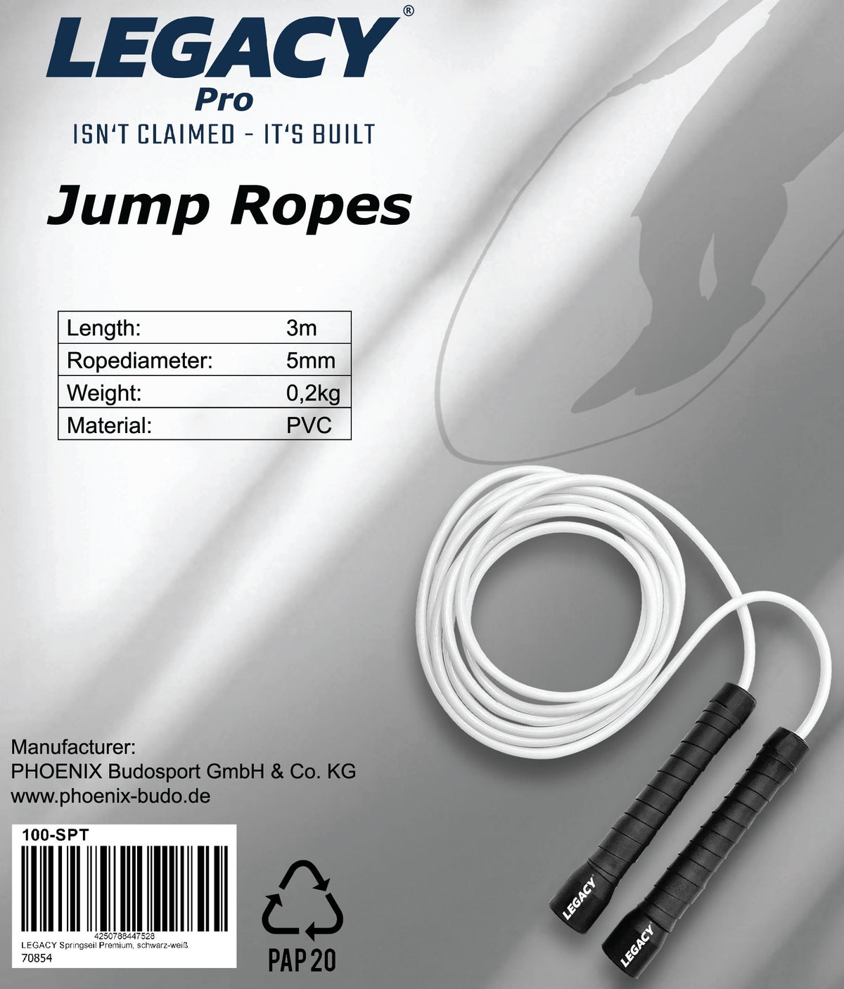 LEGACY Pro Jump Rope, Performance Springseil, Länge 3 m (anpassbar), Rutschfester Griff