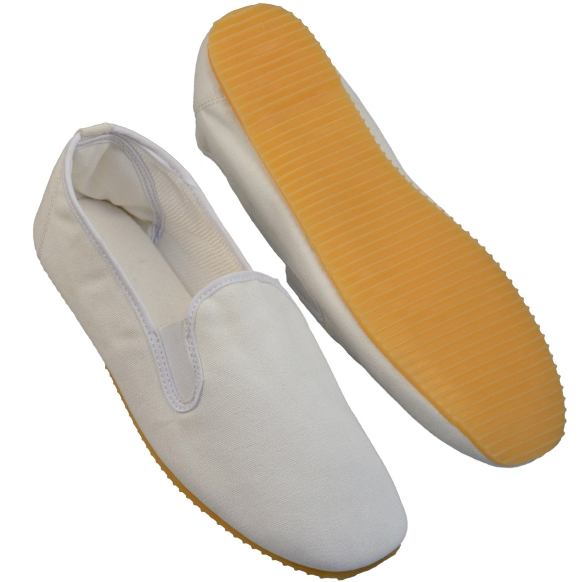 Kung Fu Schuhe weiß - Segeltuch - mit profilierter Gummisohle