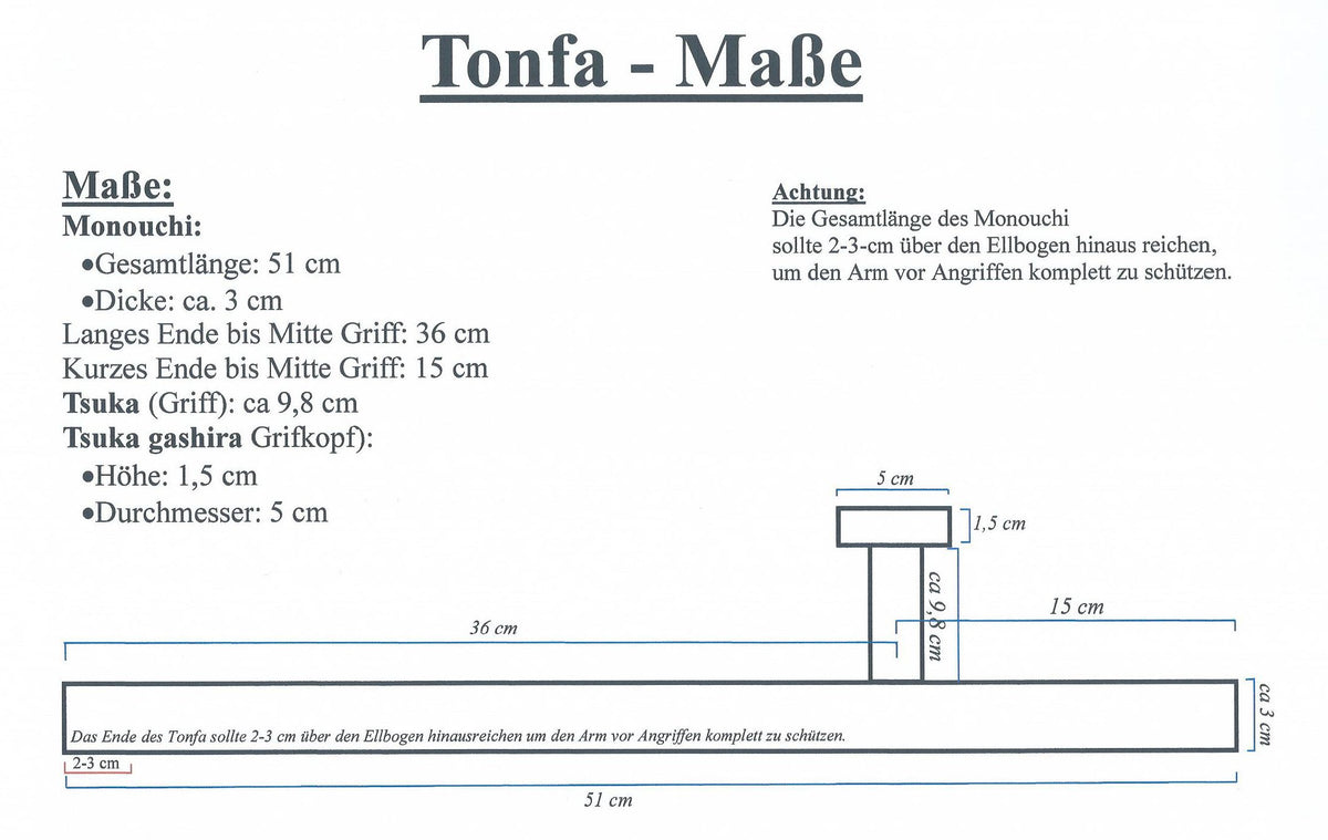 Tonfa Roteiche 51 cm natur - aus Holz (Paar)