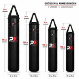 Boxsack Professional gefüllt 100 bis 190 cm schwarz - 25 bis 55 kg, inkl. Aufhängung