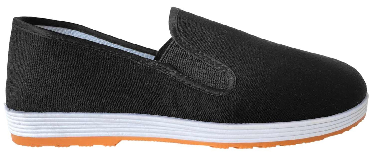 Kung Fu Schuhe schwarz - Segeltuch - mit profilierter Gummisohle