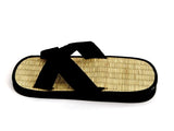 Zori Sandalen schwarz - Reisstroh-Auflage, X-Style Kreuzband