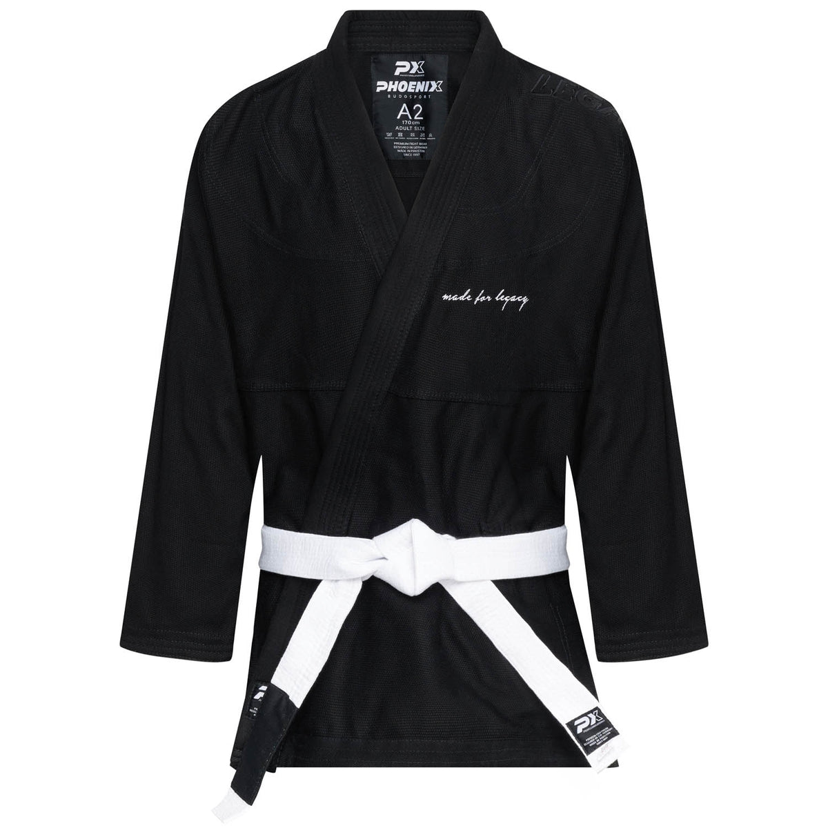 BJJ Anzug Legacy schwarz - Brazilian Jiu Jitsu - Hose mit Schürbund, vorgewaschen