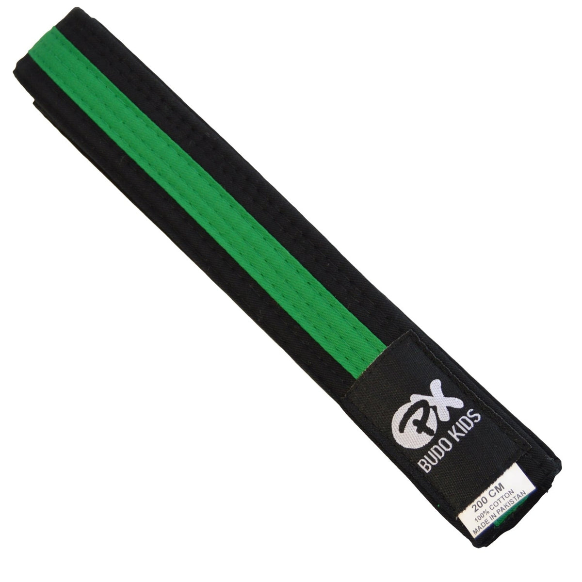 Kinder Softgürtel Schwarz-Grün - 3,5 cm Breit - Kampfsportgürtel aus Baumwolle