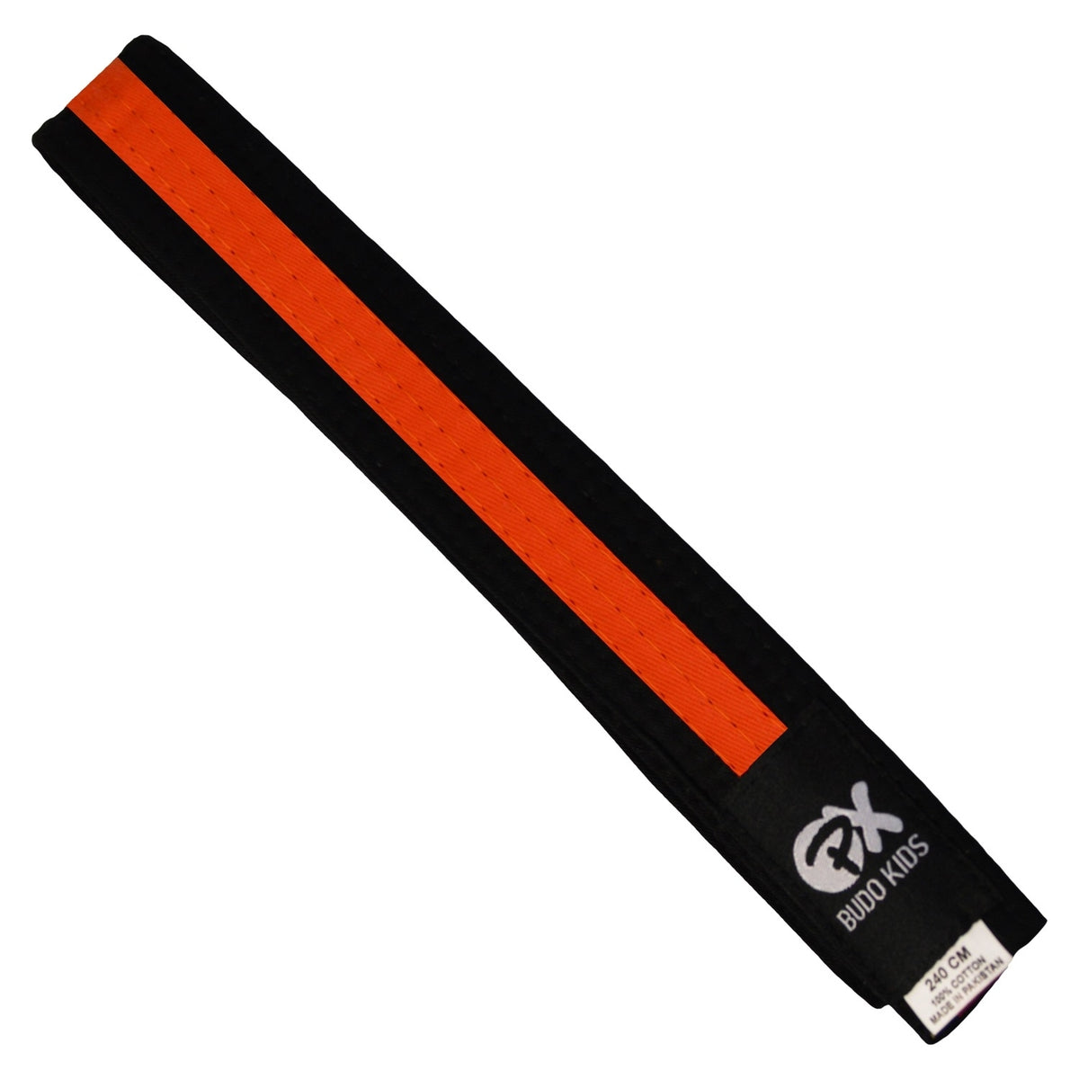 Kinder Softgürtel Schwarz-Orange - 3,5 cm Breit - Kampfsportgürtel aus Baumwolle