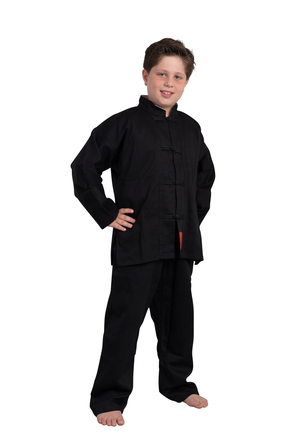 Kung Fu Anzug Shaolin II Black - schwarz Baumwolle