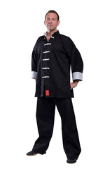 Kung Fu Anzug Shaolin II Black/White schwarz-weiß - Baumwolle
