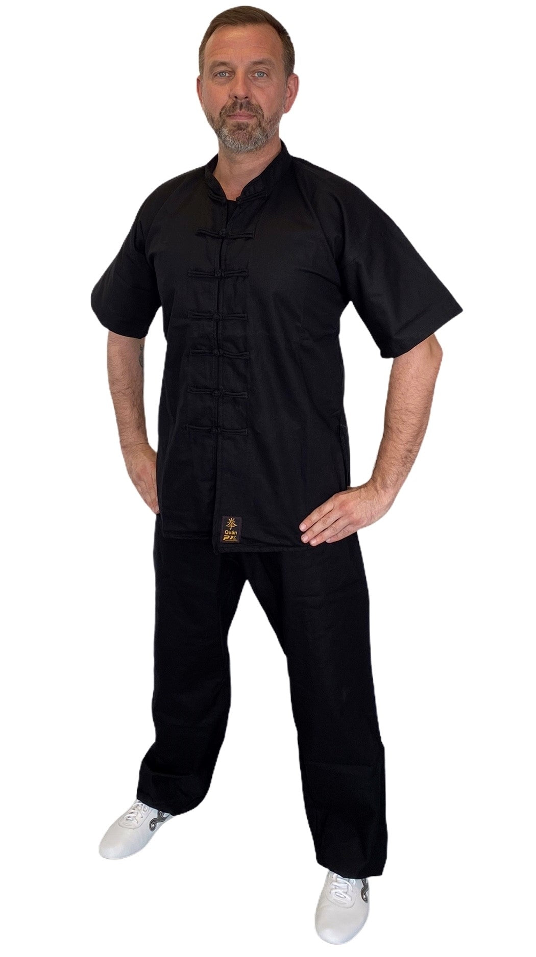 Kung Fu Anzug QUAN, schwarz - Baumwolle-Leinen