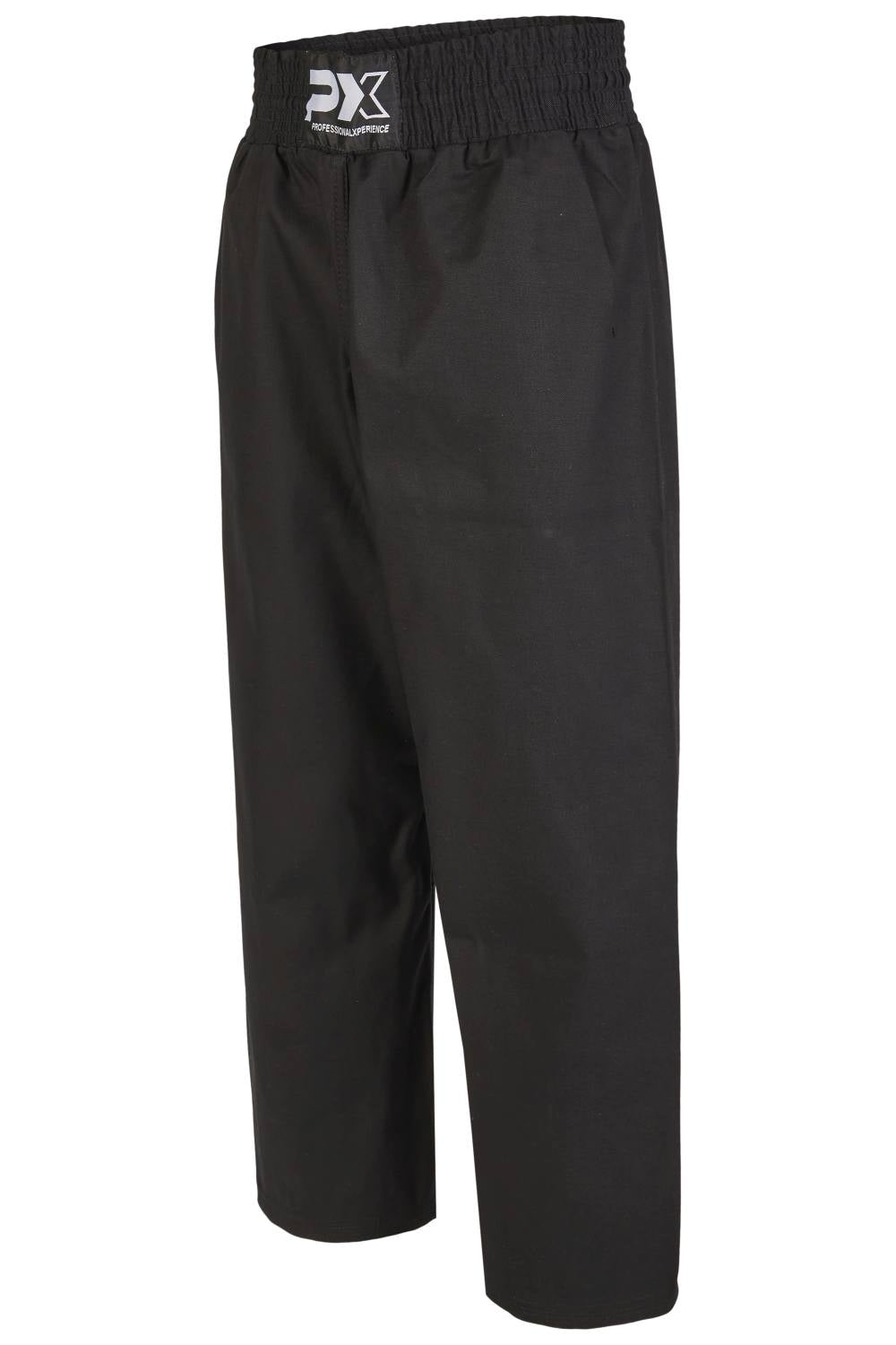 Kickboxhose lang schwarz - Satin - mit Gummibund